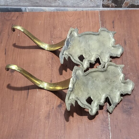 Brass Ho Ho Ho Christmas Santa Claus Sleigh Stocking Holder Hanger  Set of 2 - Picture 7 of 10